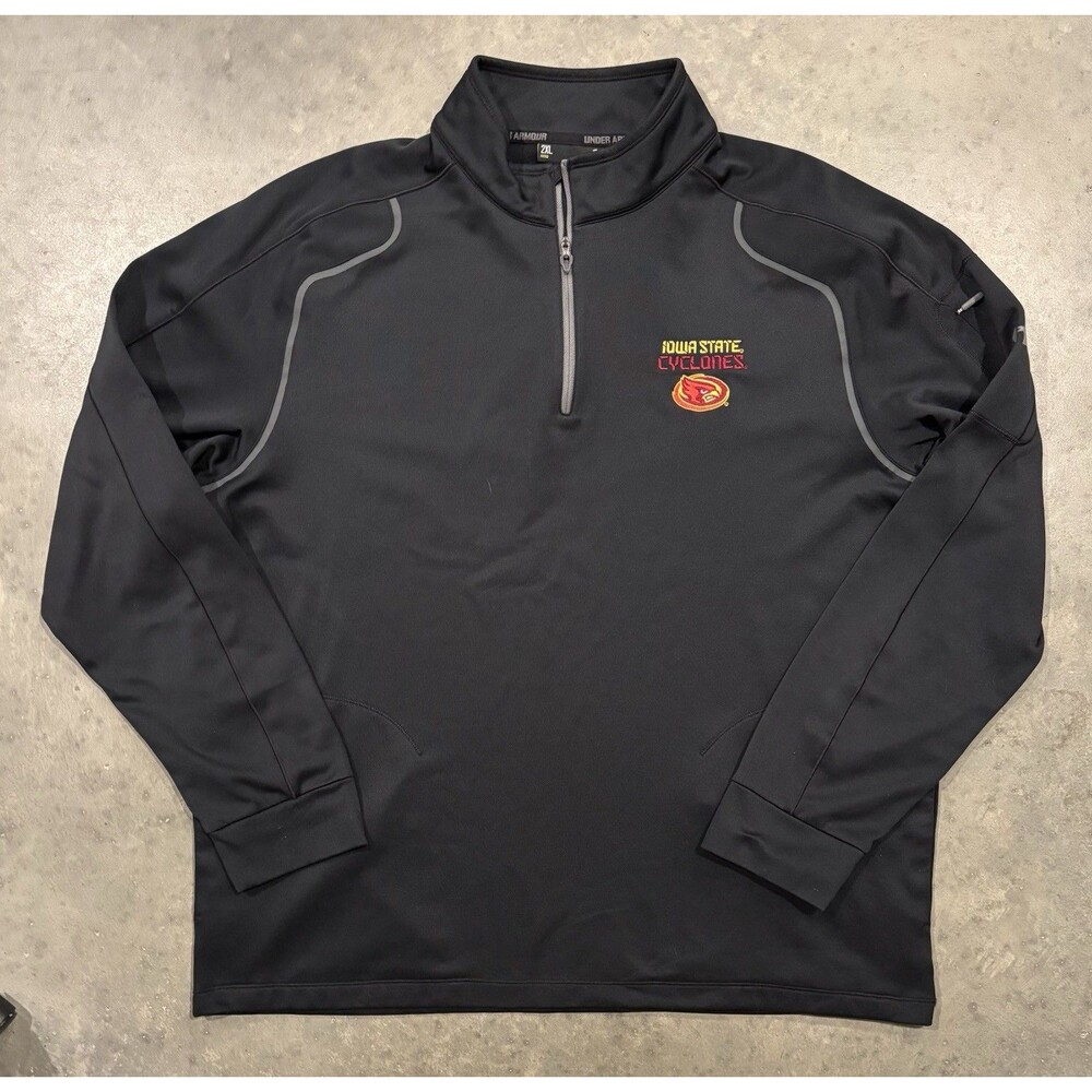 Under Armour Iowa State Cyclones Mens 2XL Fitted Black 1/4 Zip Pullover